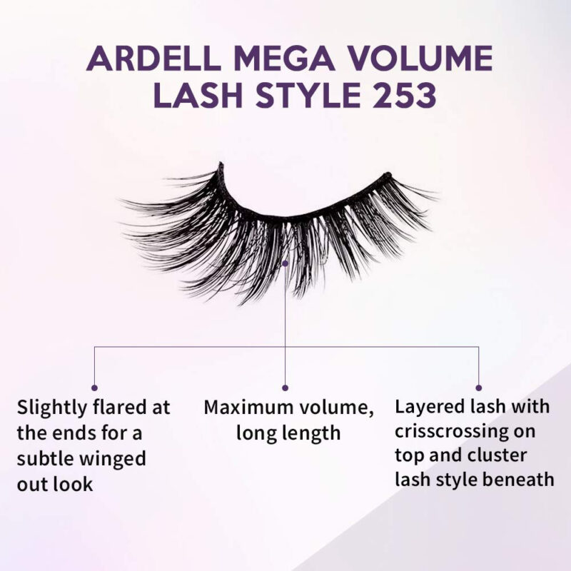 Cílios Postiços Ardell Mega Volume Lash 253 Com Curl Tech X4 - Image 4