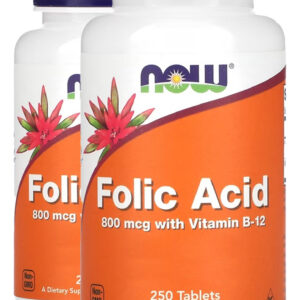 Ácido Fólico 800mcg Vit. B-12 250tab Importado 2un Now Foods