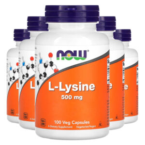 L-lisina 500mg L-lysine 100 Veg Caps Importado 5un Now Foods