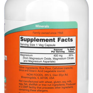 Magnésio Magnesium 400mg 180 Veg Cáps Importado