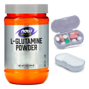 L-glutamina Pó Now Foods 454g Forma Livre + Porta Cápsulas