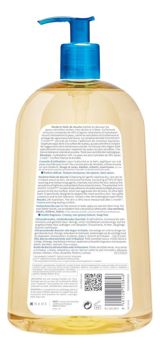 Óleo De Banho Bioderma Atoderm Nutritivo Para Pele Seca E Se - Imagem 2