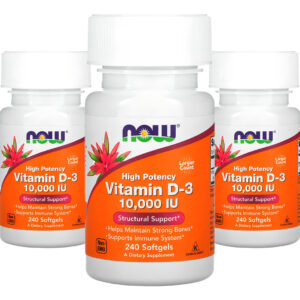 Now Foods Vitamina D3 250mcg Alta Potência 240 Softgels 3un Sabor Sem Sabor