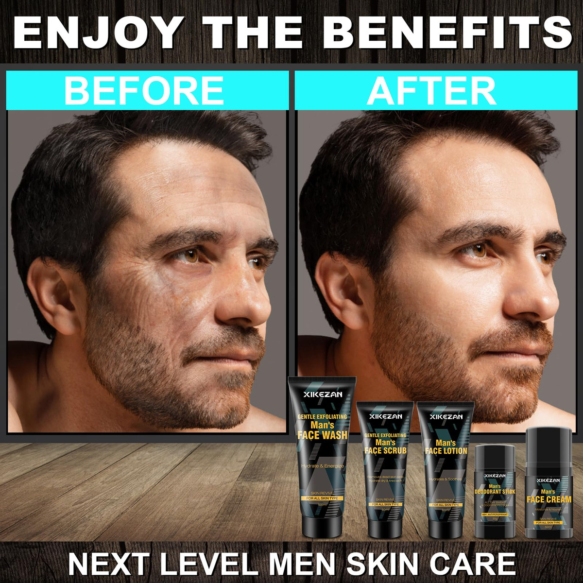 Kit De Cuidados Com A Pele Xikezan Mens Face Wash Scrub Loti - Imagem 2