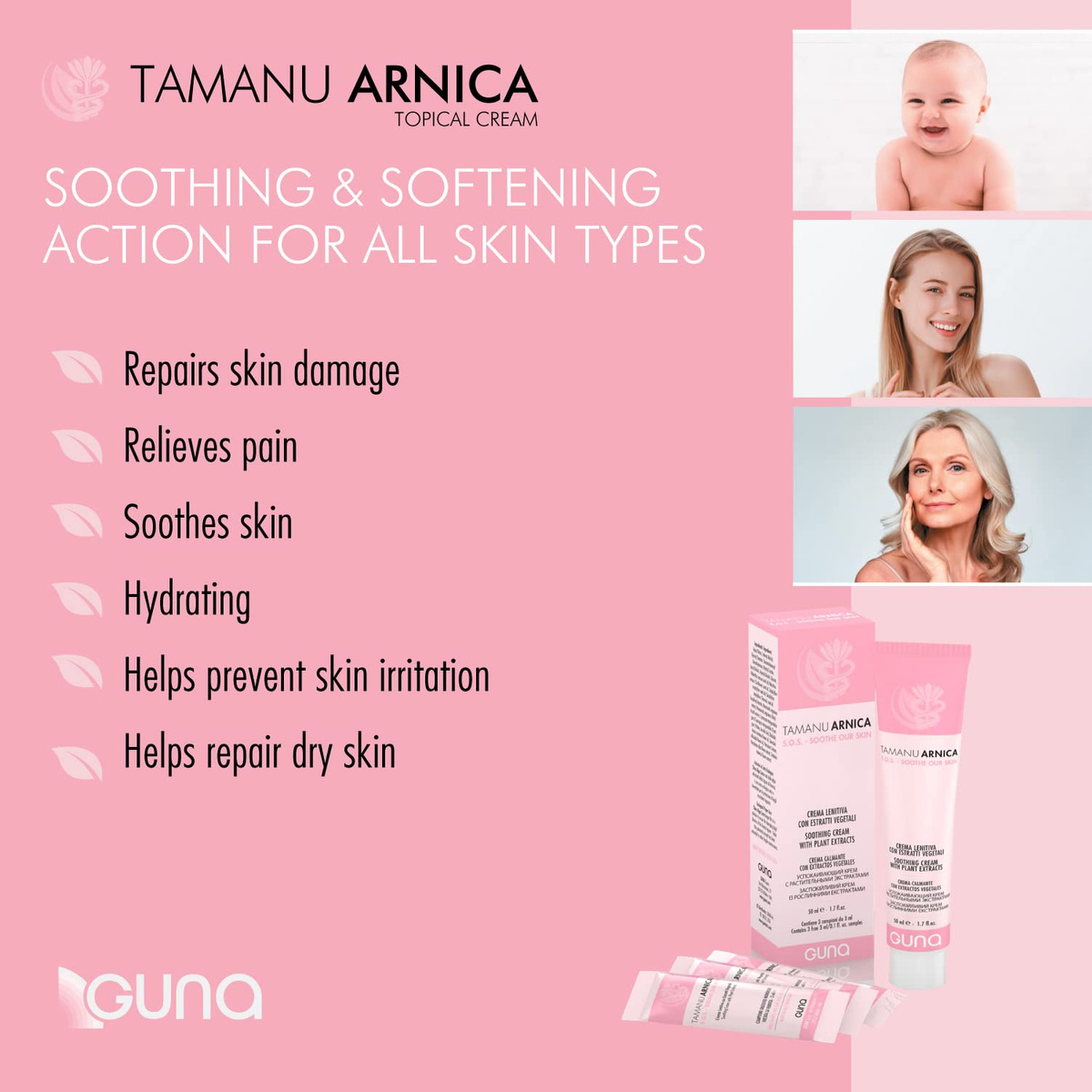 Creme Guna Tamanu Arnica Com Extratos De Calêndula 50 Ml Par - Imagem 3