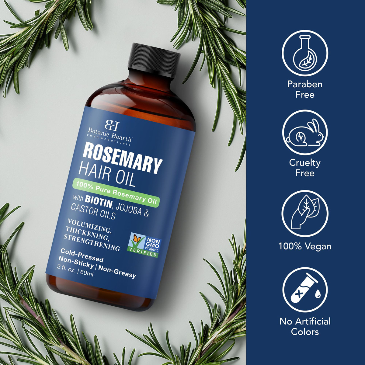 Óleo De Cabelo Botanic Hearth Rosemary Com Biotina 60ml Para - Imagem 6