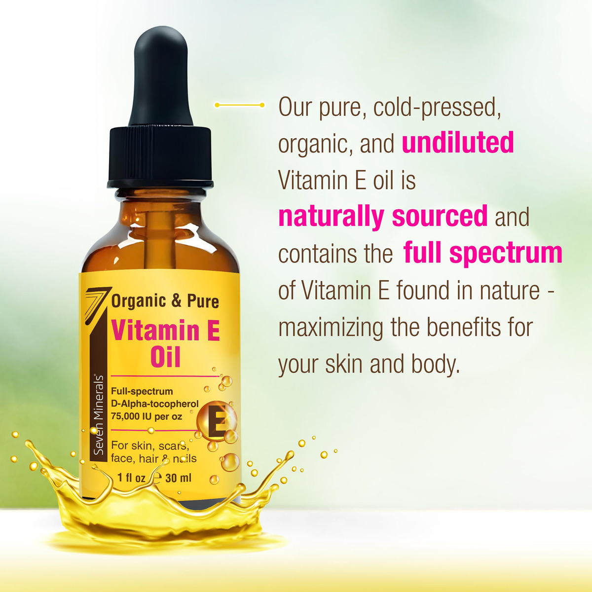 Óleo De Vitamina E Seven Minerals Ultra Pure 75.000 Ui 30ml - Imagem 4