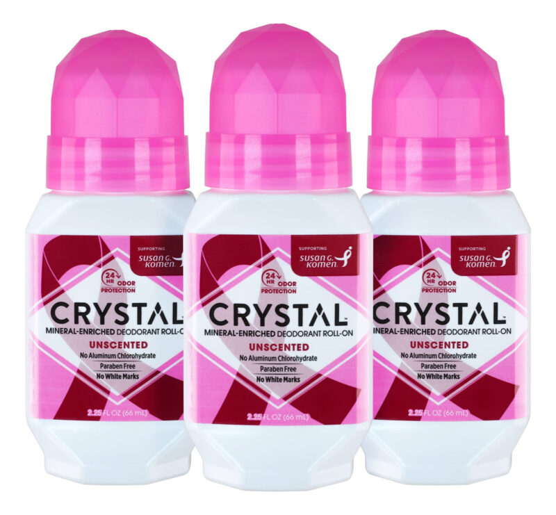 Desodorante Crystal Body Roll-on, Sem Perfume, 66 Ml, Pacote