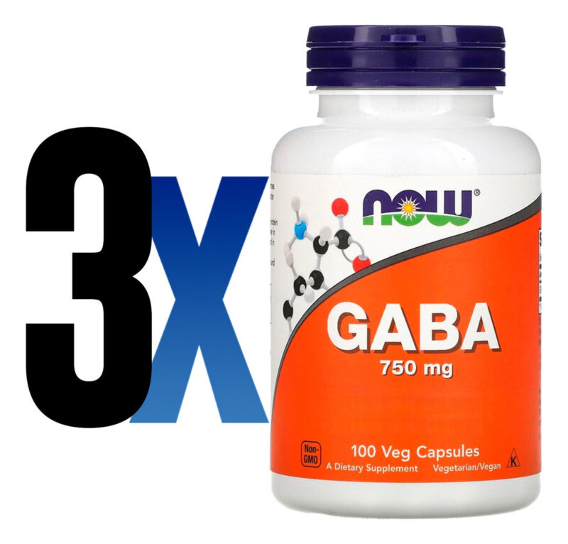 Ácido Gaba 750mg 100 Veg Cáps Importado 3un Now Foods - Imagem 2