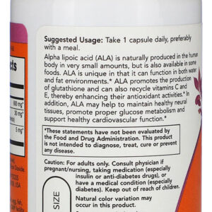 Ácido Alfa Lipóico 600mg Now Foods 60 Veg Cáps