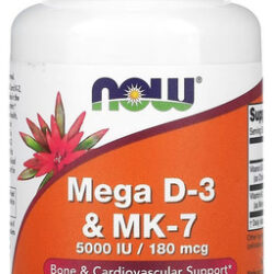 Mega D-3 5000iu E Mk-7 180mcg Now Foods 60 Veg Caps Sabor Sem Sabor