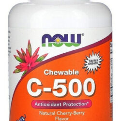 Vitamina C-500 100% Mastigável Now Foods Sabor Natural De Cereja E Frutos Silvestres