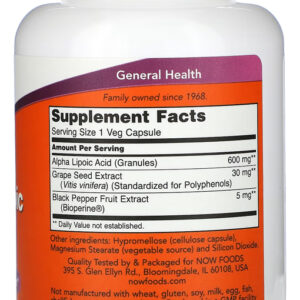 Ácido Alfa Lipóico 600mg 120veg Caps Importado
