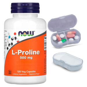 L-prolina 500mg Now Foods 120 Caps + Porta Cápsulas