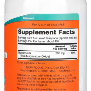 Óxido De Magnésio Em Pó Now Foods 227g + Porta Cápsulas