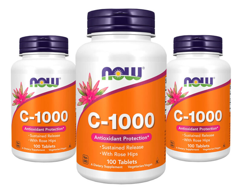Vitamina C 1000mg Now Foods C-1000 Rosa Mosqueta 100tabs 3un