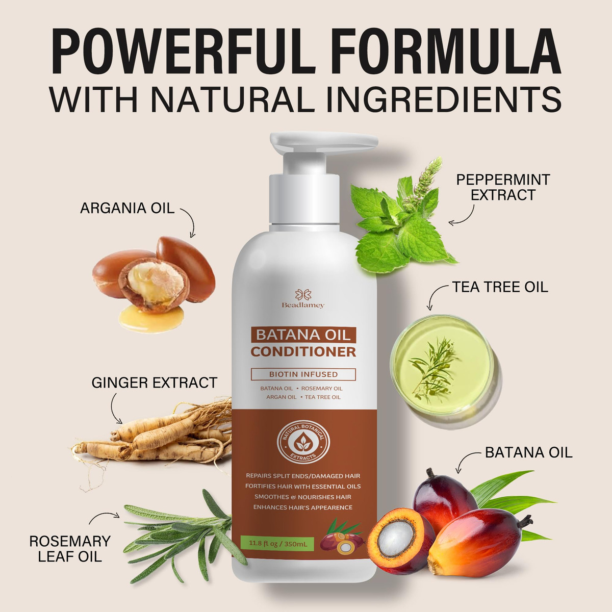 Condicionador Beadlamey Batana Oil Hair Growth 350ml - Imagem 3