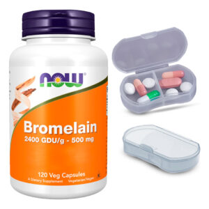 Bromelaína 500mg Now Foods 2400gdu/g 120cáp + Porta Cápsulas
