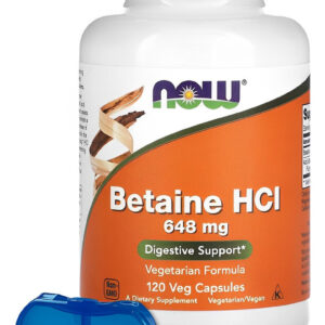 Betaína Hcl 648mg Now Foods Betaine Hcl 120 Cáps +porta Cáps