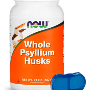 Cascas Psyllium Interia Now Foods 608g + Porta Cápsulas Sabor N/a
