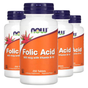 Ácido Fólico 800mcg Vit. B-12 250tab Importado 4un Now Foods