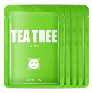 Máscara De Lençol Lapcos Tea Tree Soothing Acne, Pacote Com