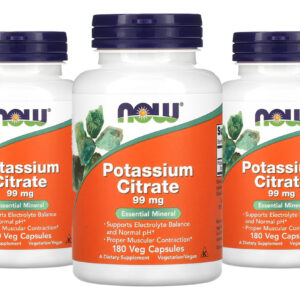 Citrato De Potássio 99mg Now Foods 180veg Caps 3un Sabor Sem Sabor