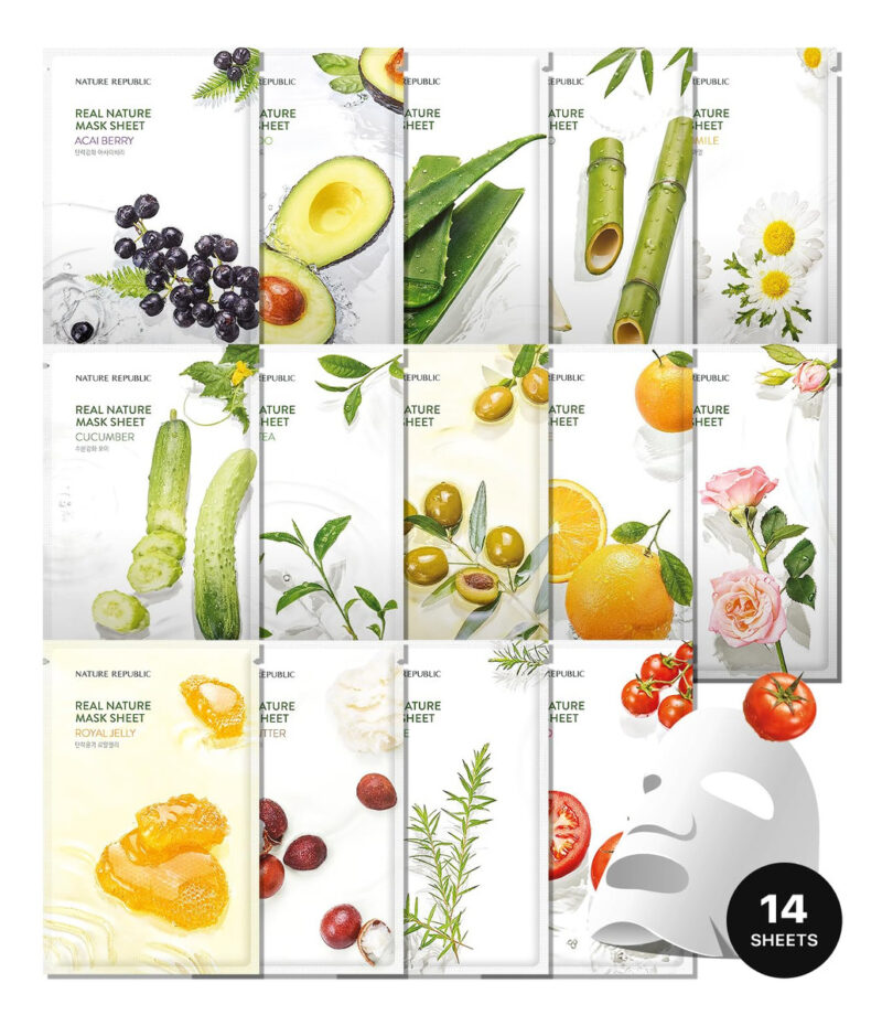 Máscara Facial Nature Republic Real Nature, Pacote Com 14