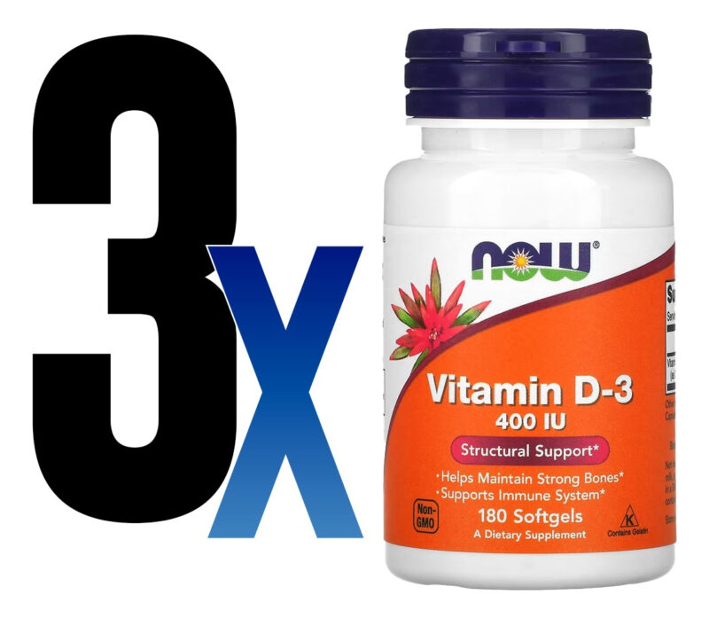 Vitamina D-3 Now Foods 400 Iu 180 Caps Softgels 3un - Imagem 2