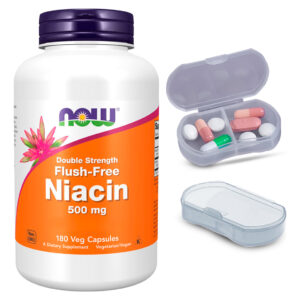 Niacina 500mg Now Foods Dupla Força 180cáps + Porta Cápsulas