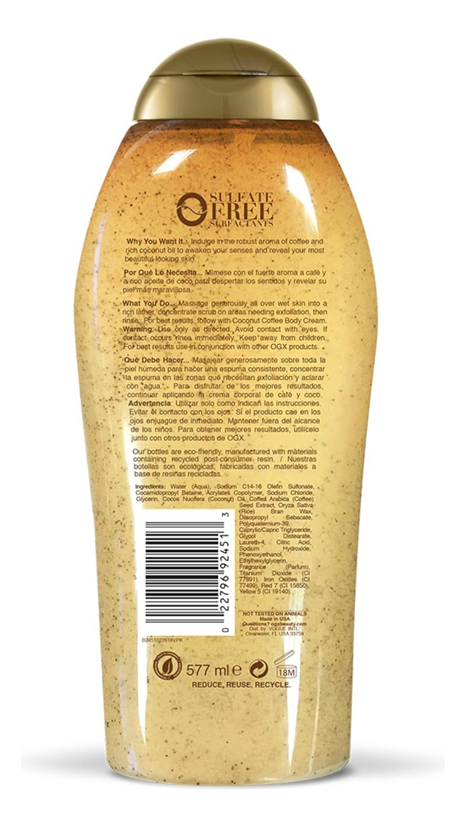 Esfoliante Corporal Ogx Smoothing + Coco Coffee With Jq - Imagem 8