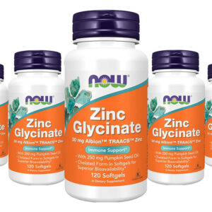 Glicinato De Zinco 30mg Nowfoods Zinc Glycinate 120softg 5un