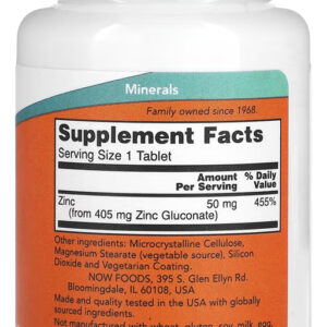 Gluconato De Zinco 50mg Now Foods 100 Tablets Importado 4un