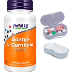 Acetil L-carnitina 500mg Now Foods 50 Caps + Porta Cápsulas