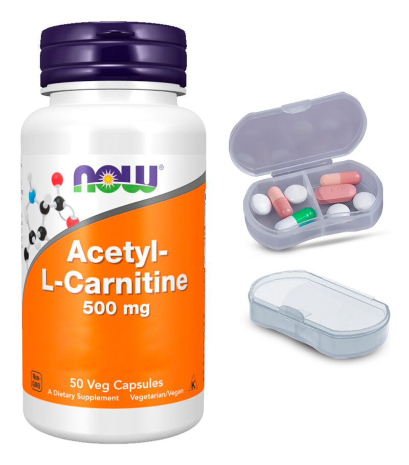 Acetil L-carnitina 500mg Now Foods 50 Caps + Porta Cápsulas