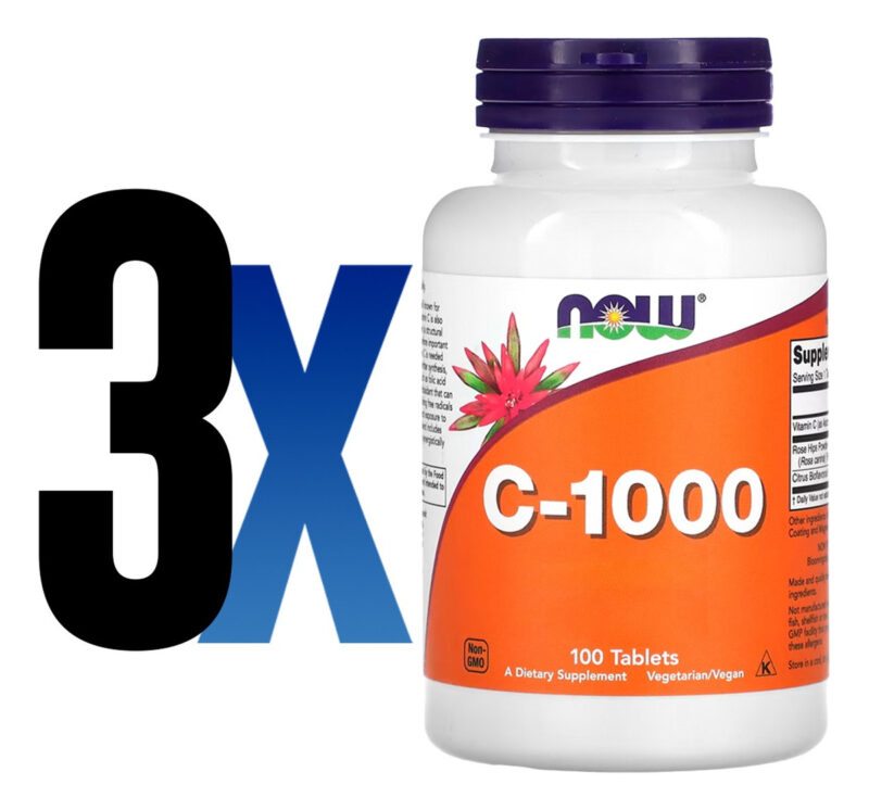 Vitamina C 1000mg+r. Mosqueta 100tab Importado 3un Now Foods - Image 2