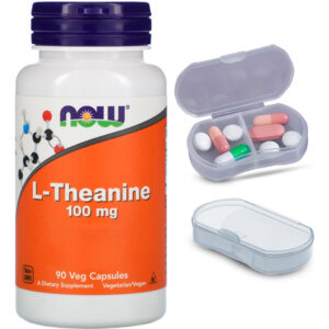 L-theanine Teanina 100mg Now Foods 90 Cáps + Porta Cápsulas