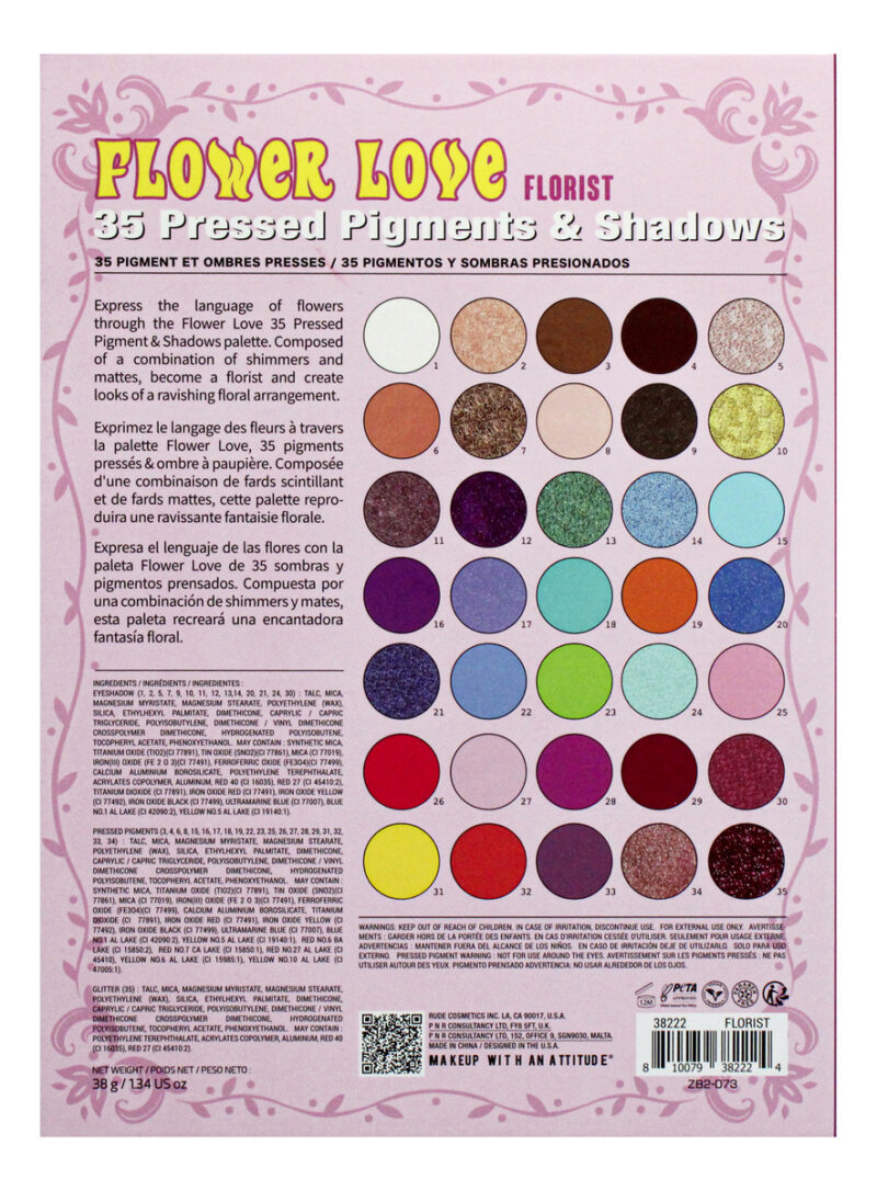 Paleta De Sombras Rude Cosmetics Flower Love 35 Florist - Image 7
