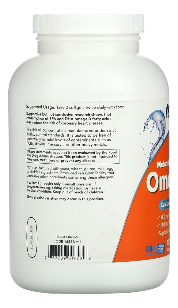Ômega-3 Mol. Destilado Now Foods 500soft + Porta Cápsulas - Imagem 3