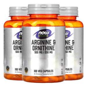 Arginina E Ornitina 500/250mg Now Foods 100cáp Importado 3un