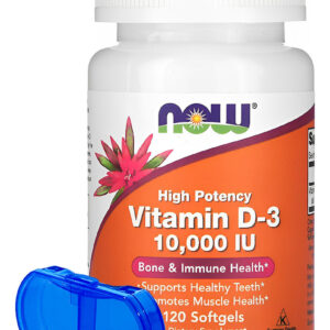 Now Foods Vitamina D3 120 Softgels + Porta Cápsulas