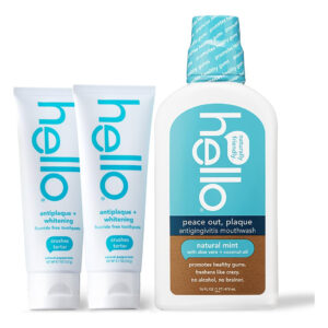 Conjunto De Creme Dental E Enxaguante Bucal Hello Antiplaque