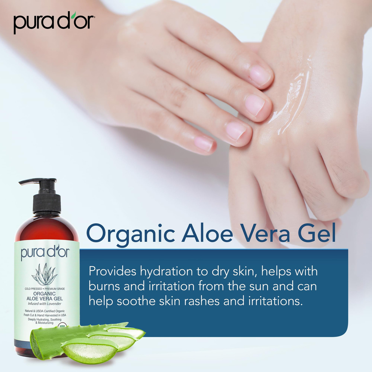 Gel De Aloe Vera Pura D'or 473ml Hidratante Orgânico De Lava - Imagem 6