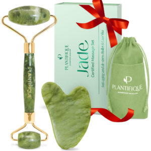Conjunto De Ferramentas Faciais Plantifique Jade Roller E Gu