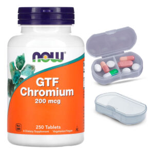 Cromo Gtf 200mcg Now Foods 250tabs + Porta Cápsulas