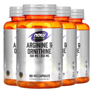 Arginina E Ornitina 500/250mg Now Foods 100cáp Importado 4un