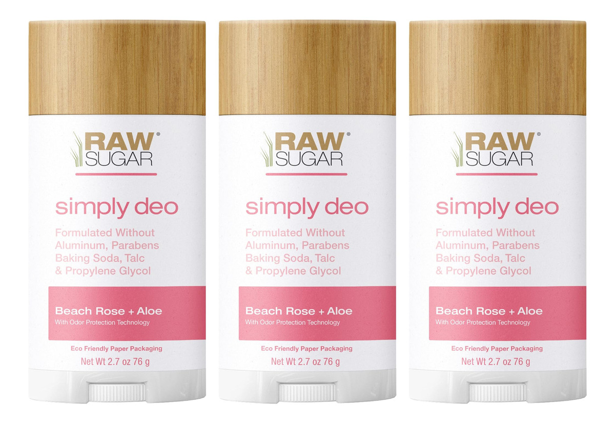 Desodorante Em Bastão De Açúcar Cru Simply Deo Beach Rose +