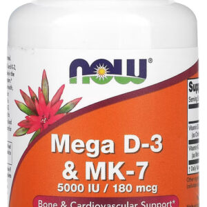 Mega D-3 5000iu E Mk-7 180mcg Now Foods 60 Veg Caps