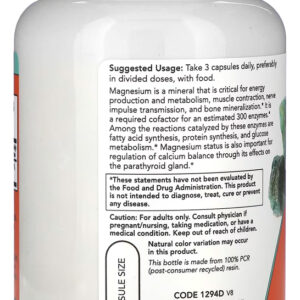 Citrato De Magnésio Now Foods 120 Veg Caps + Porta Cápsulas