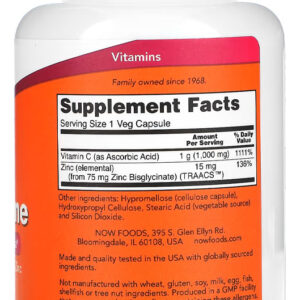 Vitamina C-1000 Zinco Immune Now Foods 90 Cáps